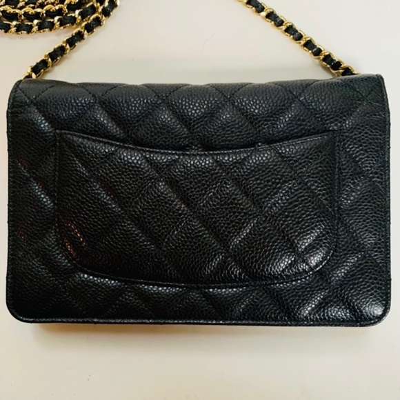 Caviar Quilted Wallet on Chain WOC Black - Picture 4 of 5
